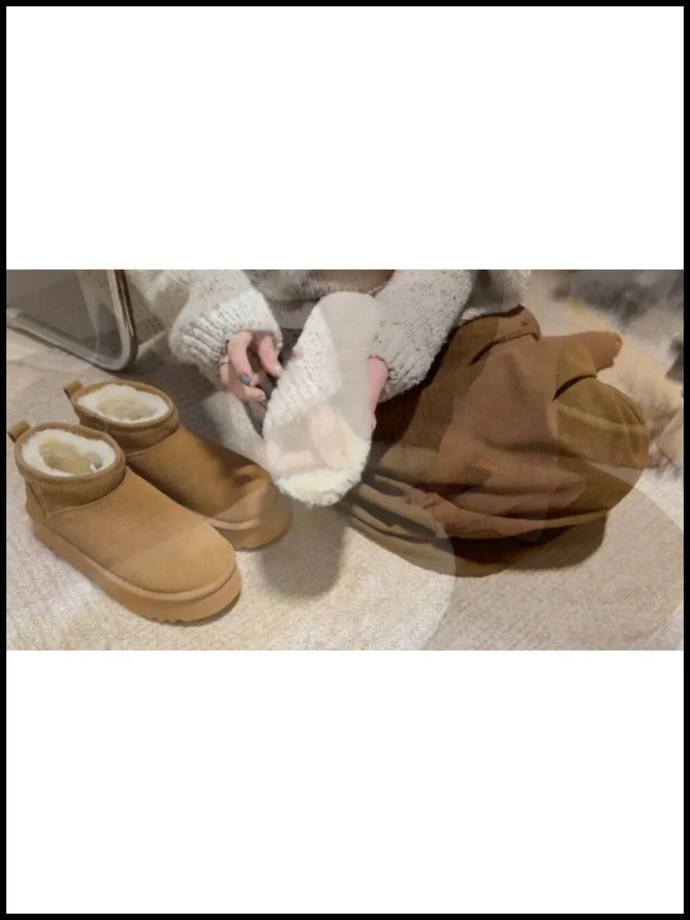 Genuine Suede Platform Ankle Snow Boots with Wool Insole